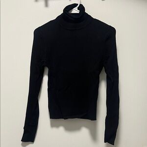 Zara Black Ribbed Turtleneck Long Sleeve Top